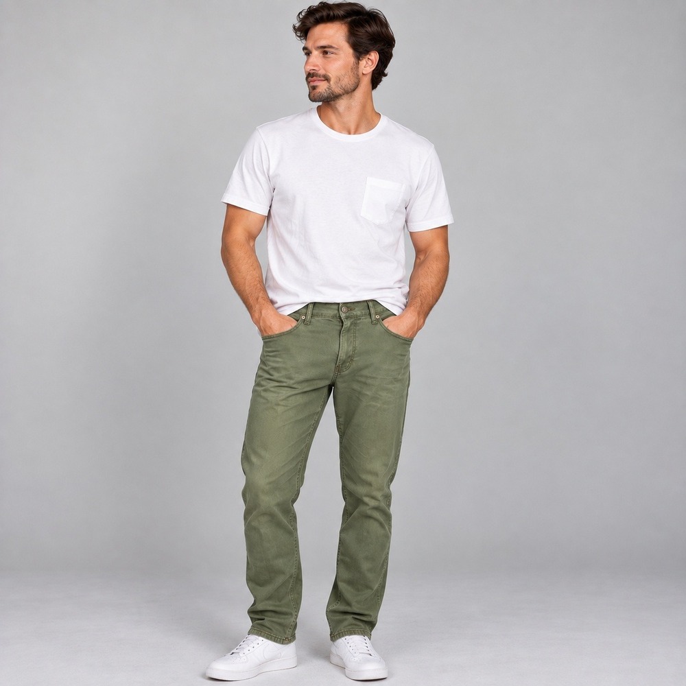 Lucky Brand 121 Slim Straight Pants Olive Green 32x32 Mens Chinos